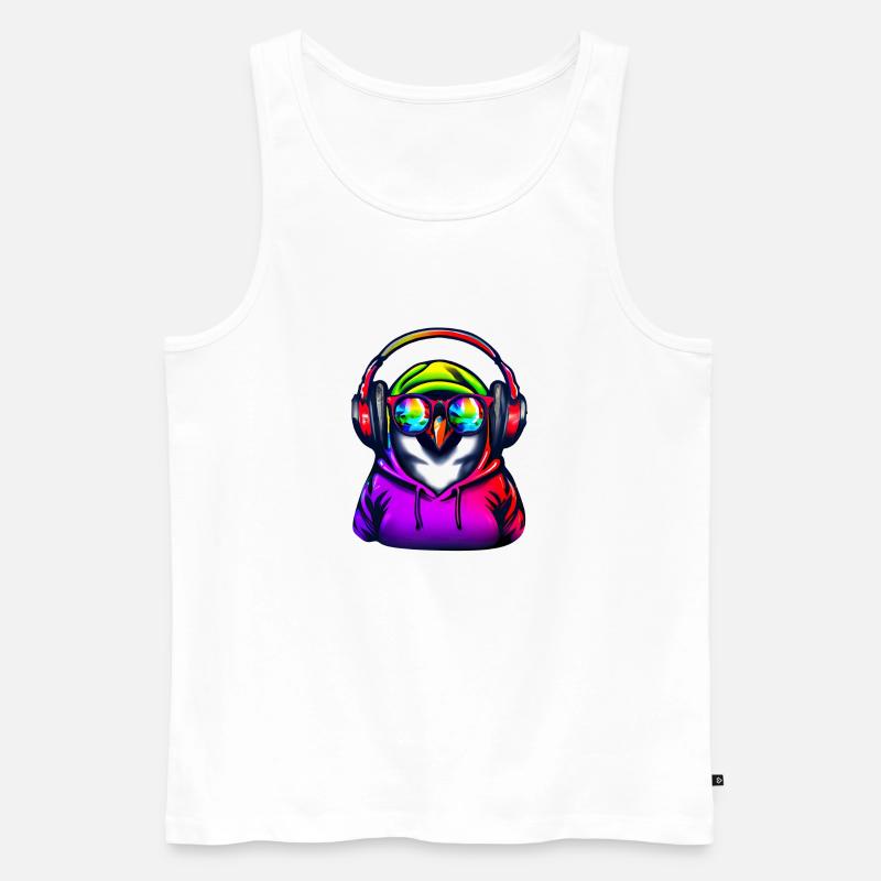 Pinguin mit Pullover und Sonnenbrille - Männer Premium Bio Tank Top - Weiß
