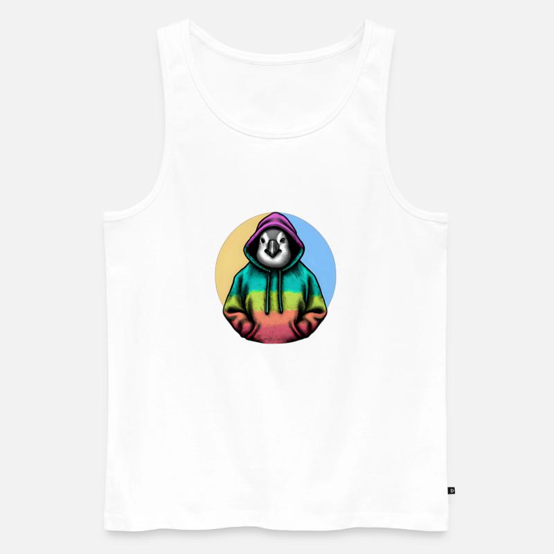 Klassiker Pinguin mit Pullover - Männer Premium Bio Tank Top - Weiß