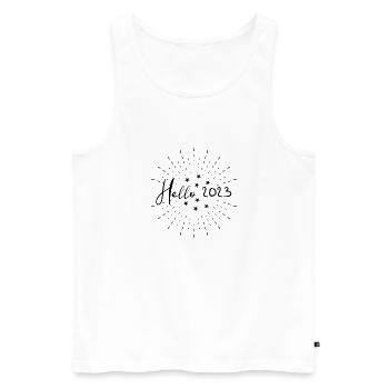Hello 2023 - Men's Premium Organic Tank Top - white - Front - Michal (187cm)