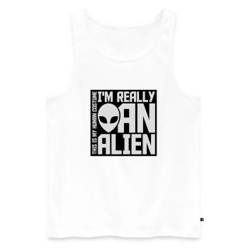 human costume alien Zitat - Männer Premium Bio Tank Top - Weiß - Vorne - AI Model Male 178 light (178cm)