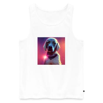Le chien de l’univers - Débardeur bio Premium Homme - blanc - Devant - Michal (187cm)