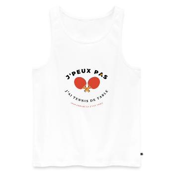 J'peux pas j'ai Tennis de table, idée cadeau top - Débardeur bio Premium Homme - blanc - Devant - Michal (187cm)