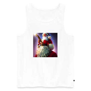 Père Noël Père Noël Noël - Débardeur bio Premium Homme - blanc - Devant - Michal (187cm)