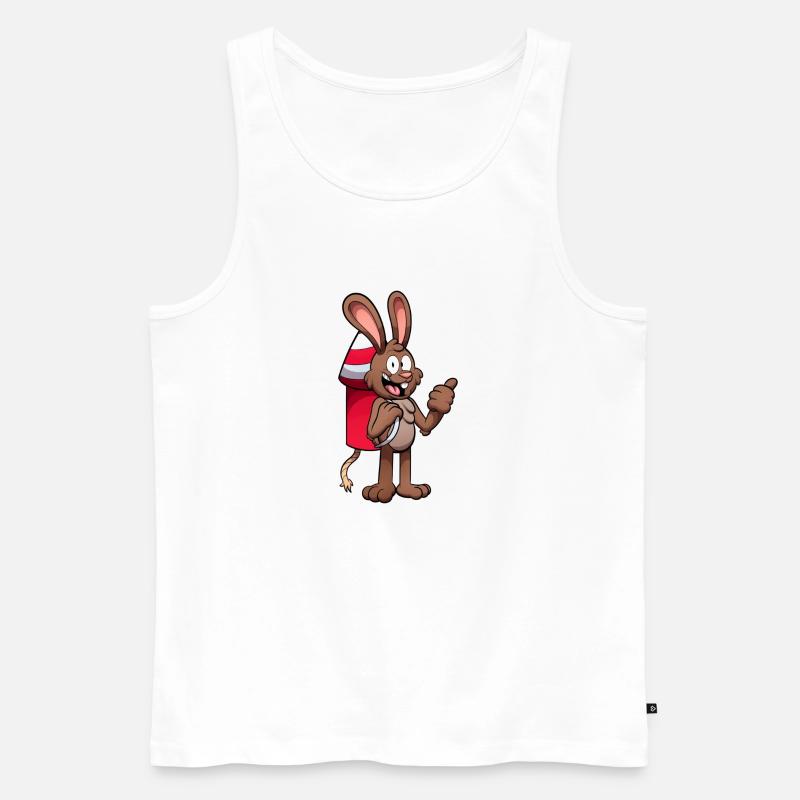 Rabbit With Firework Jetpack - Men's Premium Organic Tank Top - white
