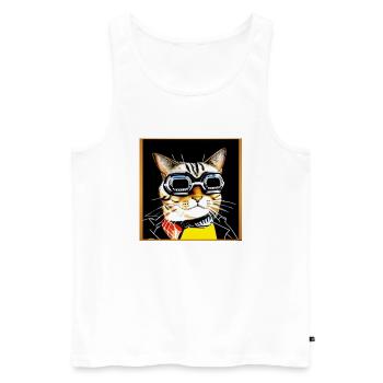 Coole Katze 1 - Männer Premium Bio Tank Top - Weiß - Vorne - Michal (187cm)