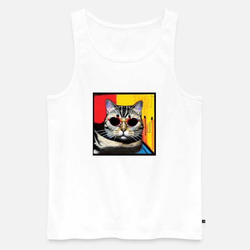 Coole Katze 4 - Männer Premium Bio Tank Top - Weiß