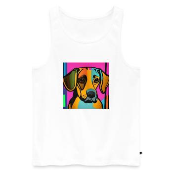 Chien Pop Art - Débardeur bio Premium Homme - blanc - Devant - Michal (187cm)