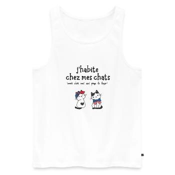 j'habite chez mes chats humour - Débardeur bio Premium Homme - blanc - Devant - AI Model Male 178 light (178cm)