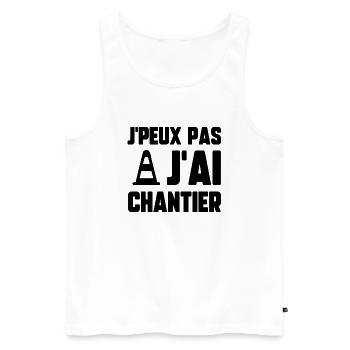 J’peux pas j’ai chantier - Débardeur bio Premium Homme - blanc - Devant - Michal (187cm)
