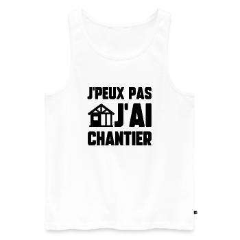 J’peux pas j’ai chantier - Débardeur bio Premium Homme - blanc - Devant - Michal (187cm)