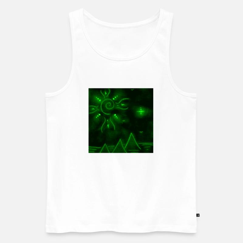 SONNE UND GRÜNE PYRAMIDEN - Männer Premium Bio Tank Top - Weiß
