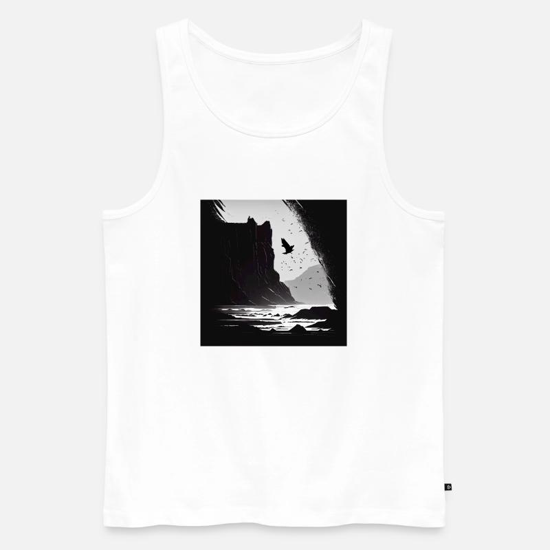 rough sea with cliffs - Männer Premium Bio Tank Top - Weiß