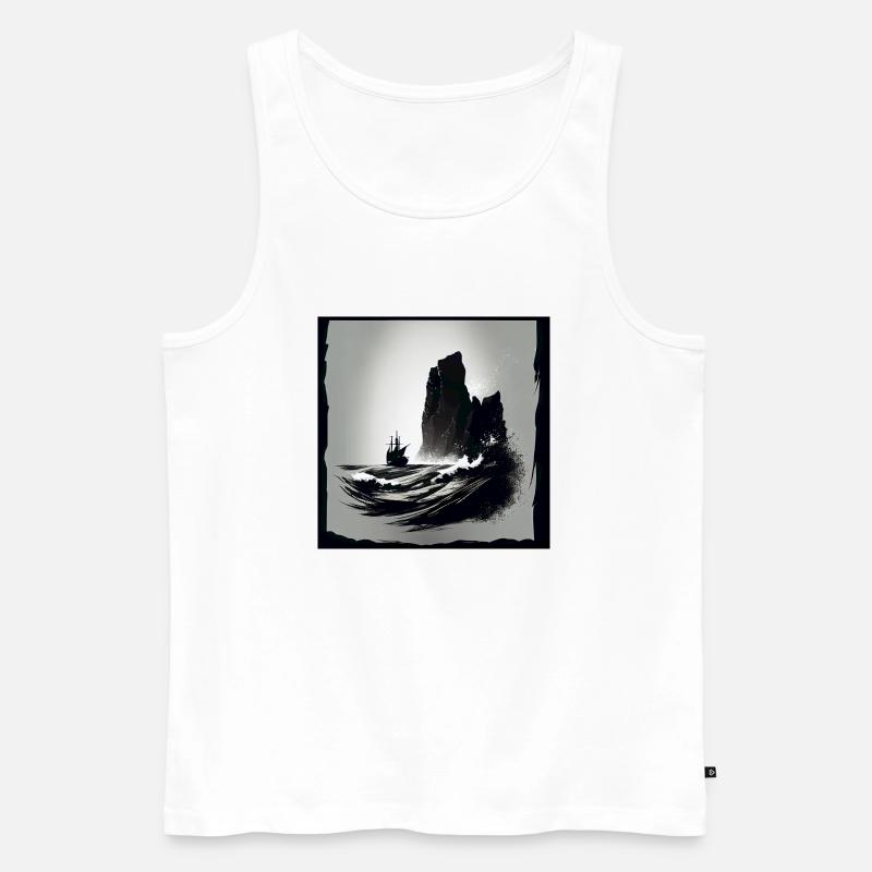 rough sea with cliffs - Männer Premium Bio Tank Top - Weiß