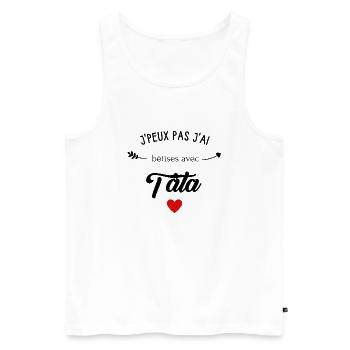 j'peux pas j'ai bêtises avec tata - Débardeur bio Premium Homme - blanc - Devant - Michal (187cm)