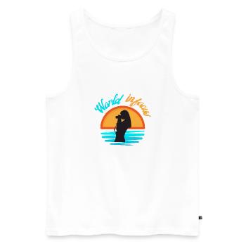 World in Focus - Men's Premium Organic Tank Top - white - Front - Michal (187cm)