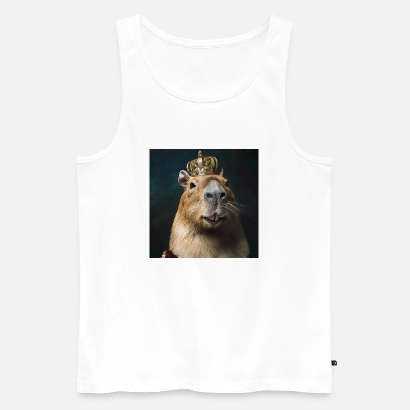 Capybara mit Krone - Männer Premium Bio Tank Top - Weiß