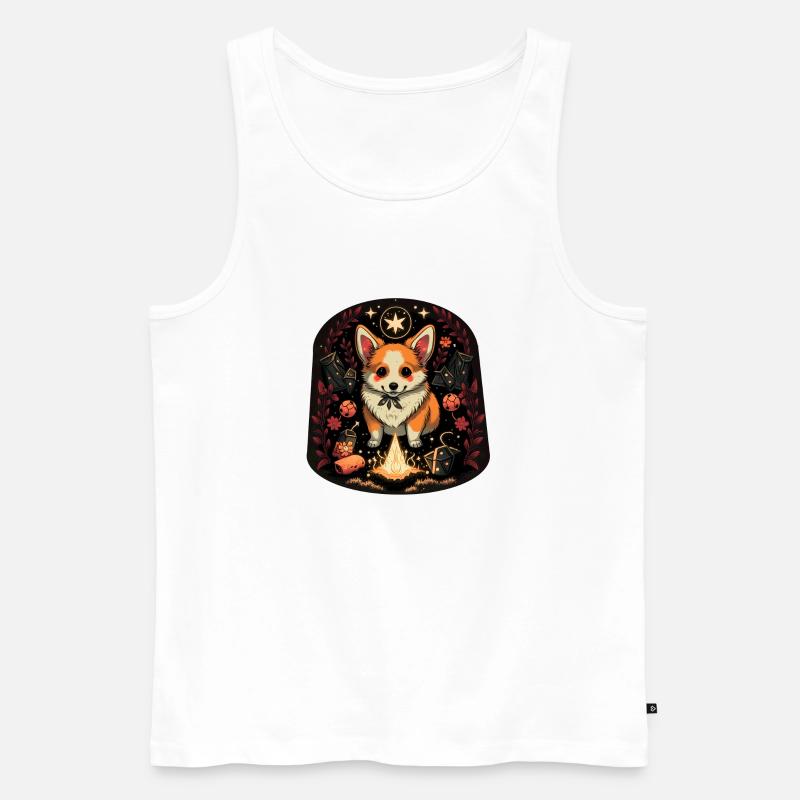 Corgi Necromancer - Männer Premium Bio Tank Top - Weiß