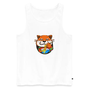 Zoz die Katze, die Nudeln frisst - Männer Premium Bio Tank Top - Weiß - Vorne - Michal (187cm)