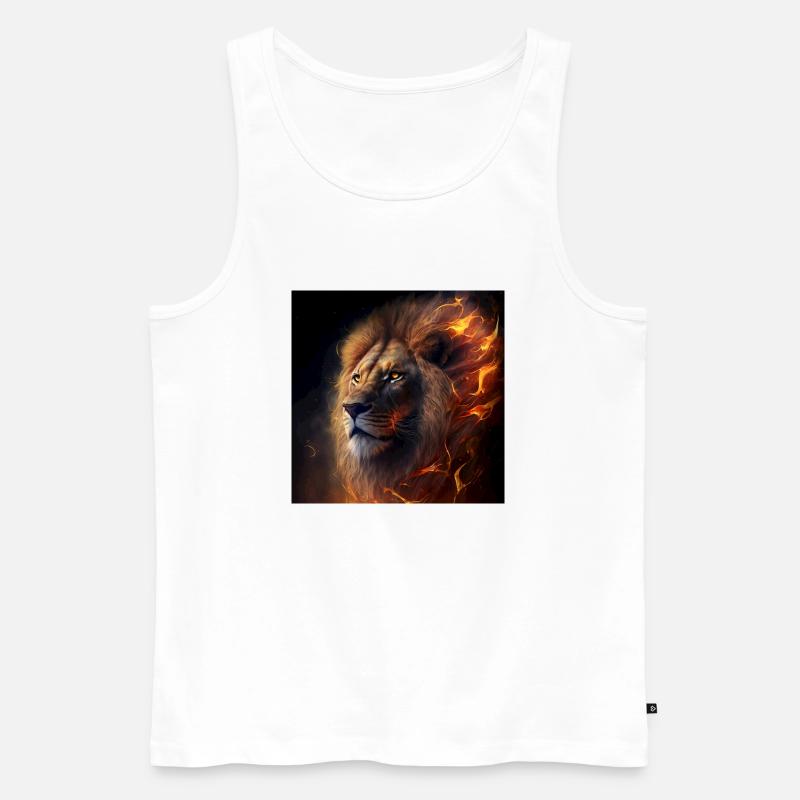 Flammender Löwe - Männer Premium Bio Tank Top - Weiß