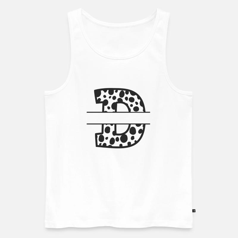 Personalisierter Kuhmusterbuchstabe - Männer Premium Bio Tank Top - Weiß