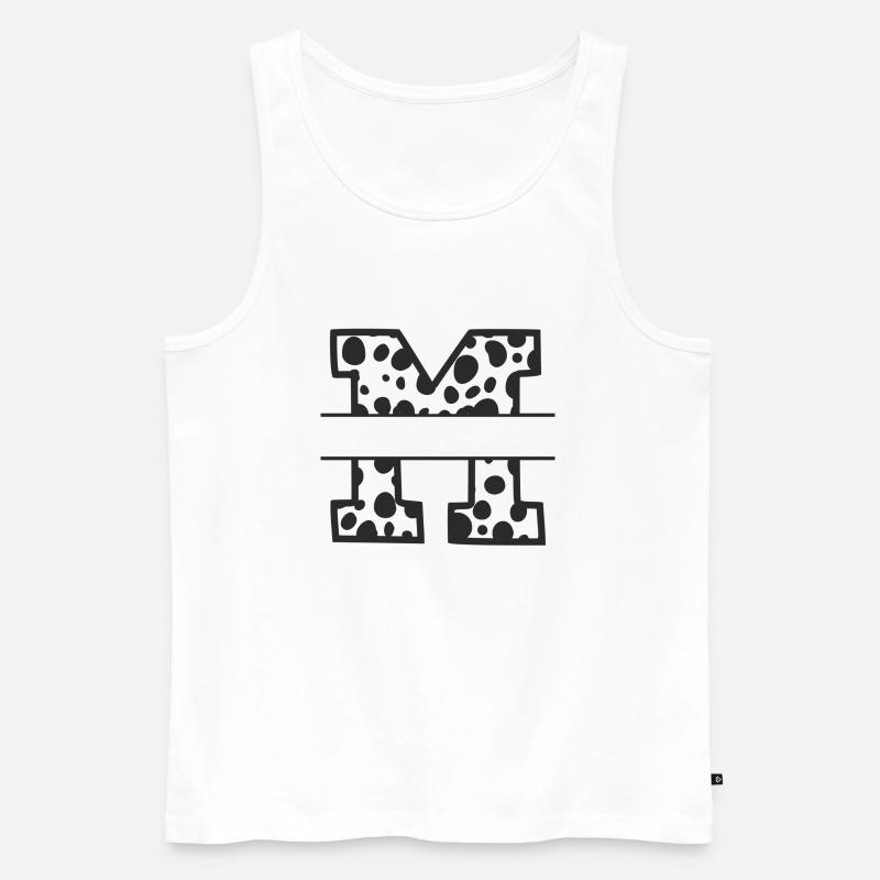 Buchstabe M Benutzerdefiniertes Kuhmuster - Männer Premium Bio Tank Top - Weiß