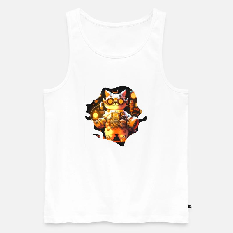 Coole Mecha Katze Cyborg Steampunk Hipst Brille - Männer Premium Bio Tank Top - Weiß