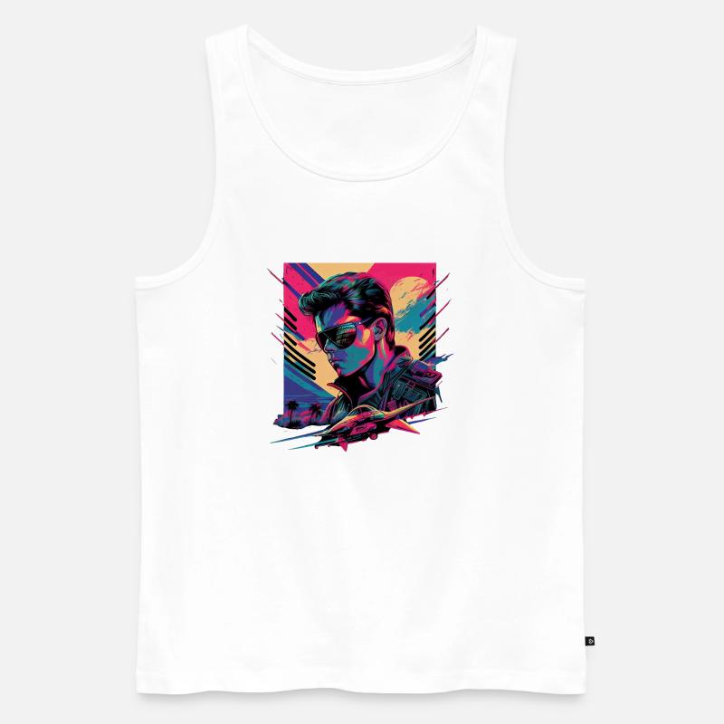Retro Emblems - Movie - Pilot - Männer Premium Bio Tank Top - Weiß