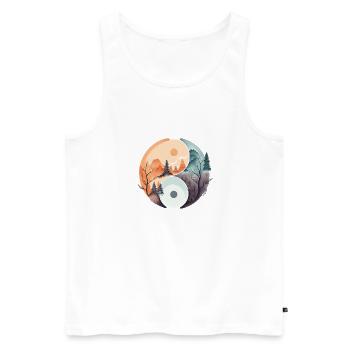 Ying Yang - Montagnes / Plage - Débardeur bio Premium Homme - blanc - Devant - Michal (187cm)