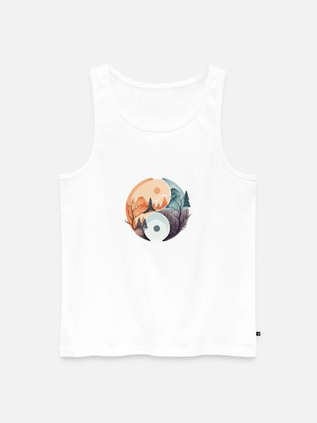 Ying Yang - Mountains / Beach - Men's Premium Organic Tank Top - white