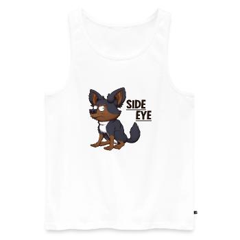 Side Eye Meme - Chihuahua Dog - Débardeur bio Premium Homme - blanc - Devant - Michal (187cm)