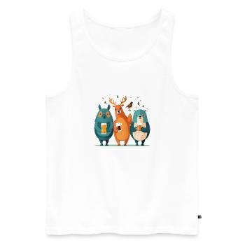 Funny forest animal party with beer - Men's Premium Organic Tank Top - white - Front - Michal (187cm)