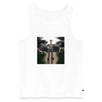 Top Quality Merch. - Men's Premium Organic Tank Top - white - Front - AI Model Male 178 light (178cm)
