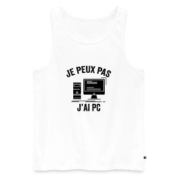 Je peux pas j'ai pc - Débardeur bio Premium Homme - blanc - Devant - Michal (187cm)