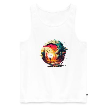 Sci Fi Desolate Weld with an Itinerant - Men's Premium Organic Tank Top - white - Front - AI Model Male 178 light (178cm)