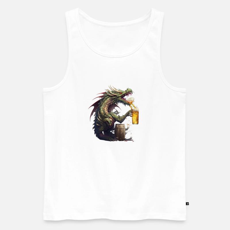 Chinesischer Drache Gefährlich mit Bier - Männer Premium Bio Tank Top - Weiß