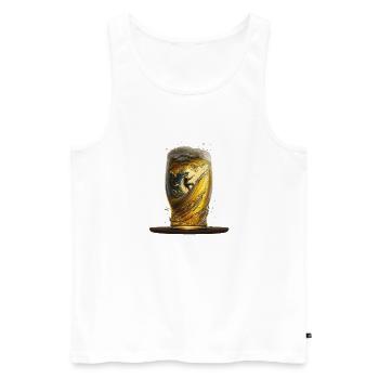 Verre à bière avec surfeur sur vague - Débardeur bio Premium Homme - blanc - Devant - AI Model Male 178 light (178cm)