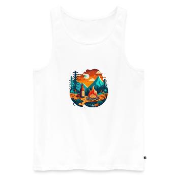 Outdoor Zelten mit Lagerfeuer und Bier - Männer Premium Bio Tank Top - Weiß - Vorne - Michal (187cm)