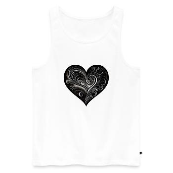 Coeur noir - Débardeur bio Premium Homme - blanc - Devant - AI Model Male 178 light (178cm)