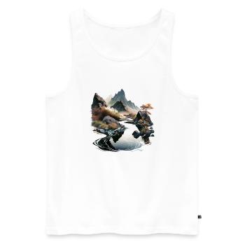 BERGPANORAMA, Landscape Art Berge und Natur - Männer Premium Bio Tank Top - Weiß - Vorne - Michal (187cm)
