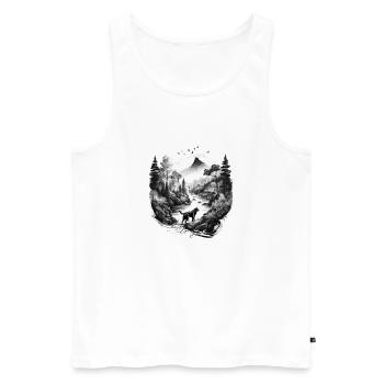 BERGPANORAMA White, Landscape Art, Berge und Natur - Männer Premium Bio Tank Top - Weiß - Vorne - Michal (187cm)
