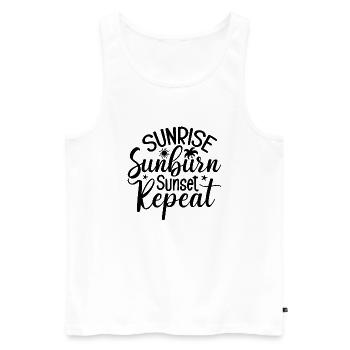 Sunrise Sunburn Sunset Repeat - Débardeur bio Premium Homme - blanc - Devant - AI Model Male 178 light (178cm)
