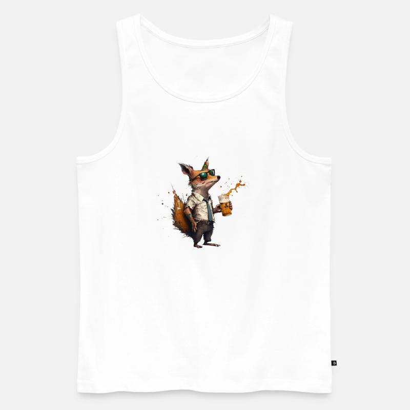Lässiger Fuchs mit Bier - Männer Premium Bio Tank Top - Weiß