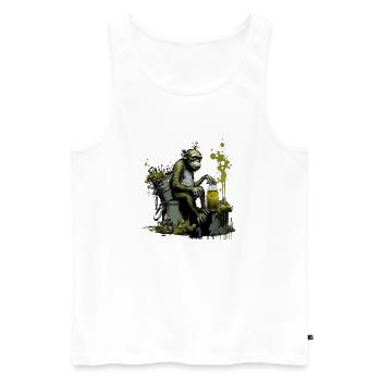 Chimpanzees in front of the brewing kettle, special brow - Men's Premium Organic Tank Top - white - Front - Michal (187cm)