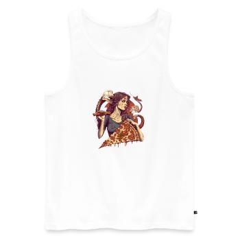 SnakeDevilsSlice - ThePizzfather - Männer Premium Bio Tank Top - Weiß - Vorne - Michal (187cm)