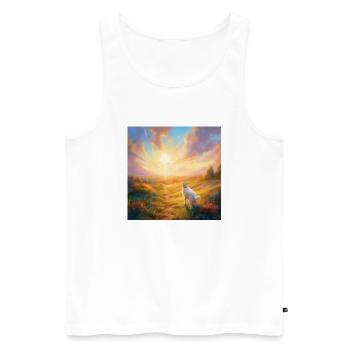 Hund im Himmel - Vierbeiner verlässt die Welt - Männer Premium Bio Tank Top - Weiß - Vorne - AI Model Male 178 light (178cm)