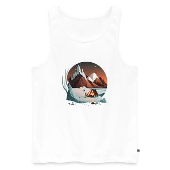 Camping dans les montagnes autour du feu de camp - Débardeur bio Premium Homme - blanc - Devant - Michal (187cm)