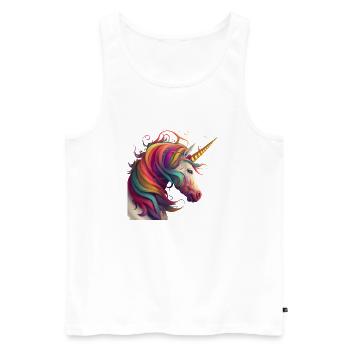 Licorne des Rêves en Arc-en-Ciel - Débardeur bio Premium Homme - blanc - Devant - Michal (187cm)