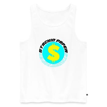 stackin paper 003 - Männer Premium Bio Tank Top - Weiß - Vorne - AI Model Male 178 light (178cm)