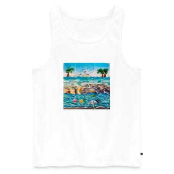 Sonniger Tag am Meer - Männer Premium Bio Tank Top - Weiß - Vorne - AI Model Male 178 light (178cm)