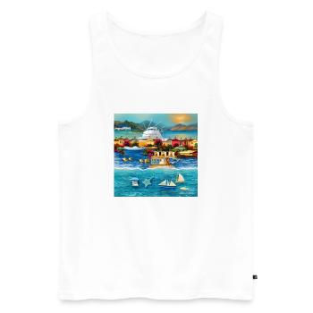 Urlaub am Meer - Männer Premium Bio Tank Top - Weiß - Vorne - AI Model Male 178 light (178cm)